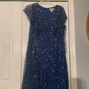 Navy sequin plus size cocktail dress